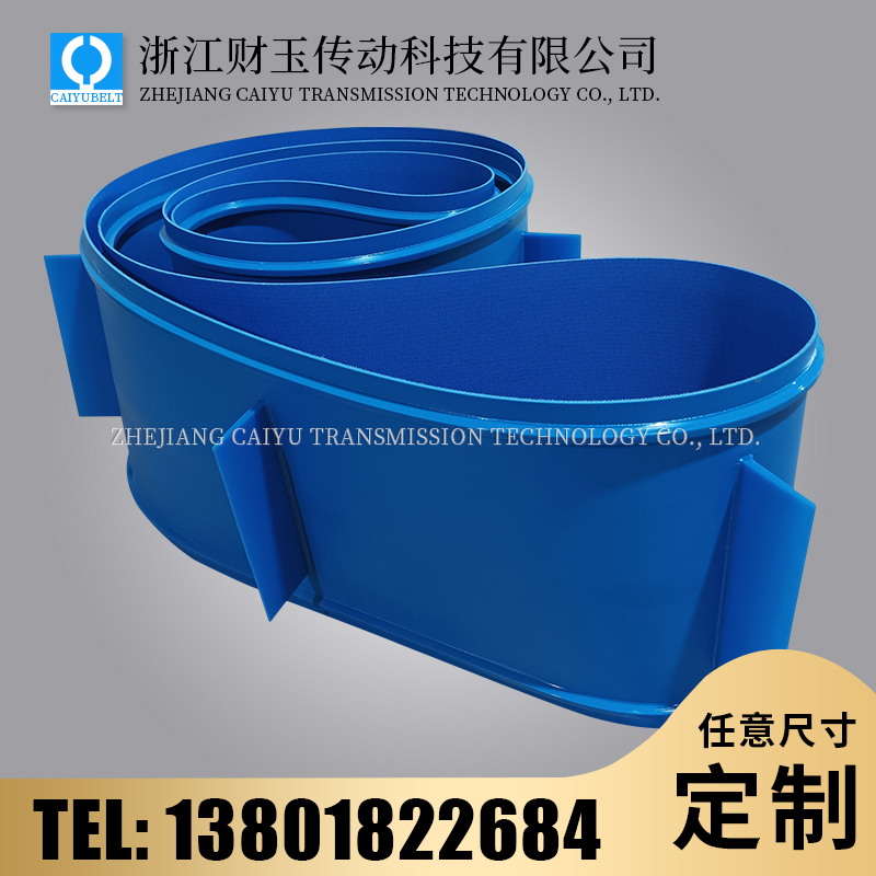 浙江財玉傳動科技有限公司/CAIYUBELT/藍色亞光擋板輸送帶