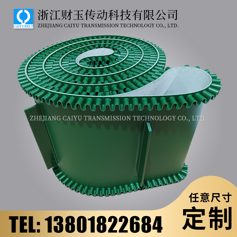 浙江財(cái)玉傳動(dòng)科技有限公司/CAIYUBELT/綠色PVC裙邊輸送帶