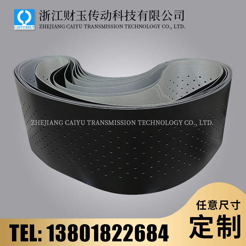 浙江財玉傳動科技有限公司/CAIYUBELT/黑色亞光打孔輸送帶